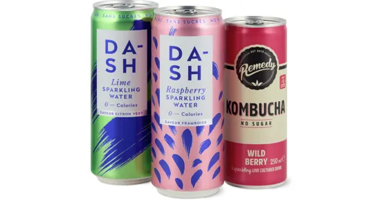 Dash Water und Remedy Kombucha