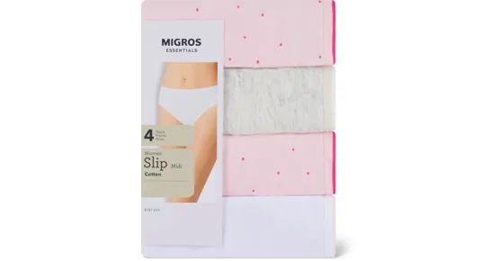 Essentials Damen-Slip Midi, 4er-Pack