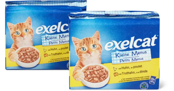 Exelcat-Kleine Menus, -Häppchen in Gelee oder -Saucen Schmaus, Duo-Pack