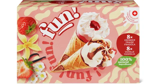 Fun Glace-Cornets Vanille-Erdbeer