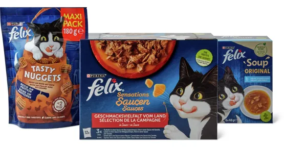 Gesamtes Felix-Katzenfutter- und -Snacks-Sortiment