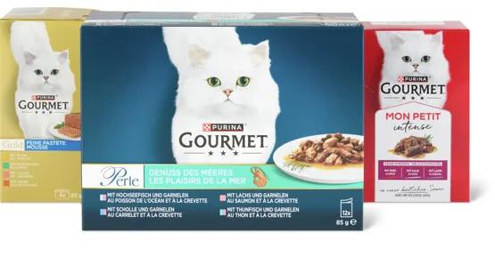 Gesamtes Gourmet Katzenfutter Sortiment
