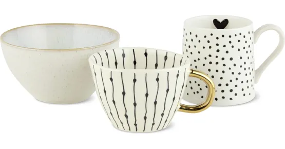 Gesamtes Kitchen & Co. Geschirr-Sortiment aus Porzellan und Glas