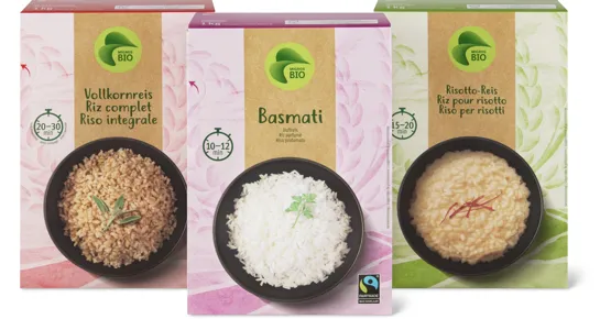 Gesamtes Migros Bio Reissortiment
