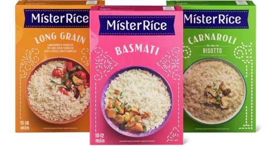 Gesamtes Mister Rice Sortiment