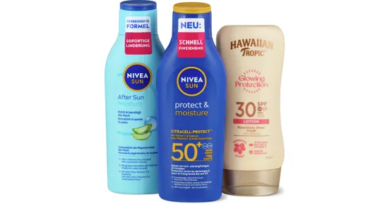 Gesamtes Nivea Sun- und Hawaiian Tropic-Sortiment