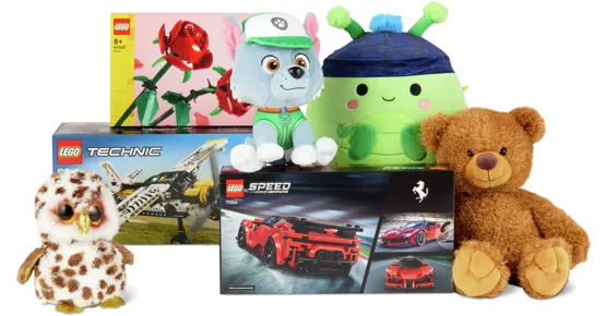 Gesamtes Plüsch- und Lego-Sortiment