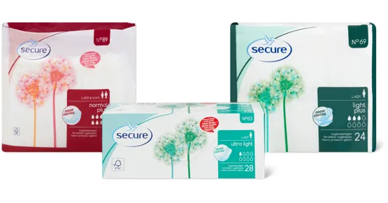 Gesamtes Secure- und Tena-Sortiment