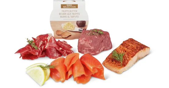 Gesamtes Sélection Fleisch-, Fisch- und Charcuterie-Sortiment, gekühlt