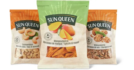 Gesamtes Sun Queen Trockenfrüchte- und Nüsse Sortiment