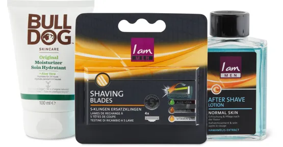 I am Men-, Wilkinson- und Bulldog-Gesichtspflege sowie -Rasurprodukte