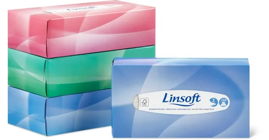 Linsoft Box Kosmetiktücher, FSC®, 4er-Pack