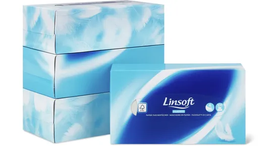 Linsoft Taschentücher Box, FSC®, 4er-Pack