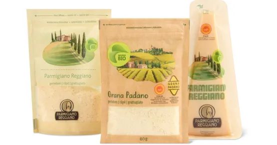 Migros Bio-Grana Padano und -Parmigiano Reggiano