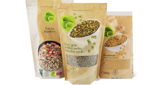 Migros Bio-Linsen, -Kichererbsen, -Couscous und Quinoa