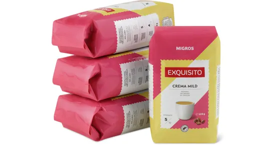 Migros Exquisito Kaffee Crema Mild, 4er-Pack