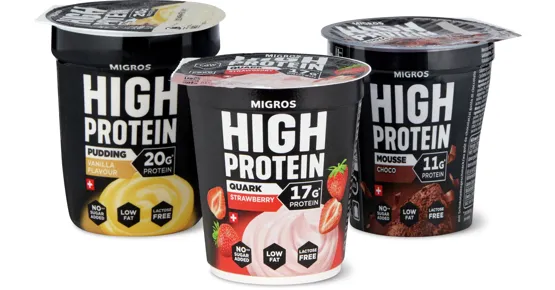 Migros High Protein-Quark, -Puddings und -Joghurts