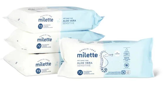 Milette Baby-Feuchttücher, FSC®, 4er-Pack