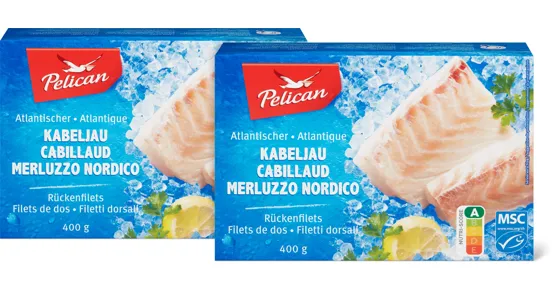 Pelican Atlantischer Kabeljau Rückenfilets, MSC, Duo-Pack