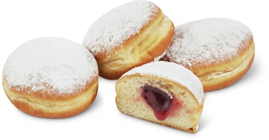 Petit Bonheur Berliner mit Himbeer-Johannisbeer-Füllung