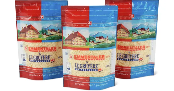 Reibkäse Emmentaler & Le Gruyère, AOP, 3er-Pack