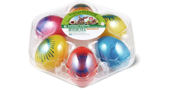 Schweizer Ostereier mit Klecksen, aus Freilandhaltung, IP-SUISSE