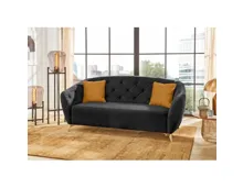 2.5er Sofa York Stoff schwarz / gold