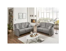 2er-Sofa Mainz Stoff grau, Federkern-Polsterung