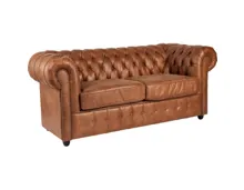3er-Sofa Chesterfield Leder braun