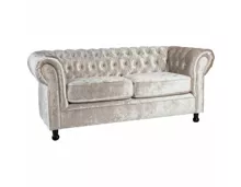 3er-Sofa Chesterfield, Samtvelours altsilberfarben