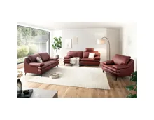 3er-Sofa Ferrara Leder Mix Rancho rot