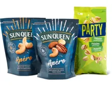 Alle Sun Queen-Apéro- und Party-Nüsse sowie -Nussmischungen, geröstet und gesalzen