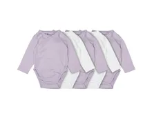 Baby-Wickelbody weiss/lila, 5 Stück