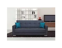 Bettsofa Galeras Stoff grau, Bettkasten