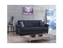 Bettsofa Rana Stoff dunkelgrau, Bettkasten