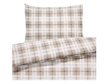 Bettwäsche Flanell Karomuster beige 160x210, 65x100