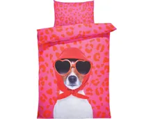 Bettwäsche Micro-Polyester Hund pink-rot