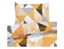 Bettwäsche Renforcé Geometrie beige 160x210 65x100 Bettanzug Nord