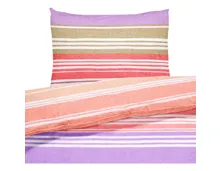 Bettwäsche Renforcé Streifen pastell 200x210 2x65x65 Bettanzug Fra