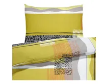 Bettwäsche Satin gemustert grün 200x210 2x65x65 Bettanzug Fra
