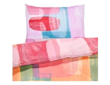 Bettwäsche Satin Geometrie pink 200x210 2x65x65 Bettanzug Fra