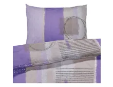 Bettwäsche Satin Muster violett 200x210 2x65x65 Bettanzug Fra
