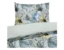 Bettwäsche Satin Palma grau 200x210 2x65x65 Bettanzug Fra