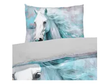 Bettwäsche Satin Pferd 50x70 Kissenbezug