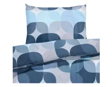 Bettwäsche Satin Retro blau 200x210 2x65x65 Bettanzug Fra
