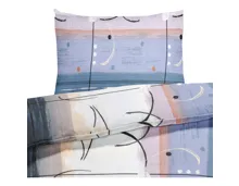 Bettwäsche Seersucker abstrakt-geometrisch blau-weiss 50x70 Kissenbezug