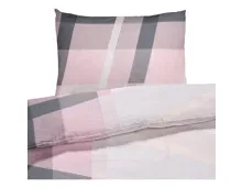 Bettwäsche Seersucker gestreift silber-rose 50x70 Kissenbezug