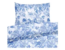 Bettwäsche Seersucker Natur blau 200x210 2x65x65 Bettanzug Fra