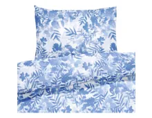 Bettwäsche Seersucker Natur blau 200x210 2x65x65 Bettanzug Fra
