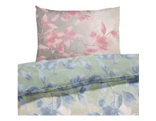 Bettwäsche Seersucker Pflanzen rose 200x210 2x65x65 Bettanzug Fra